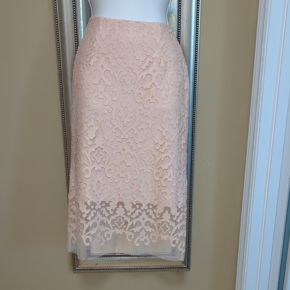 Embellished Coral Pink 🩷 Pencil Midi Skirt for Cocktail